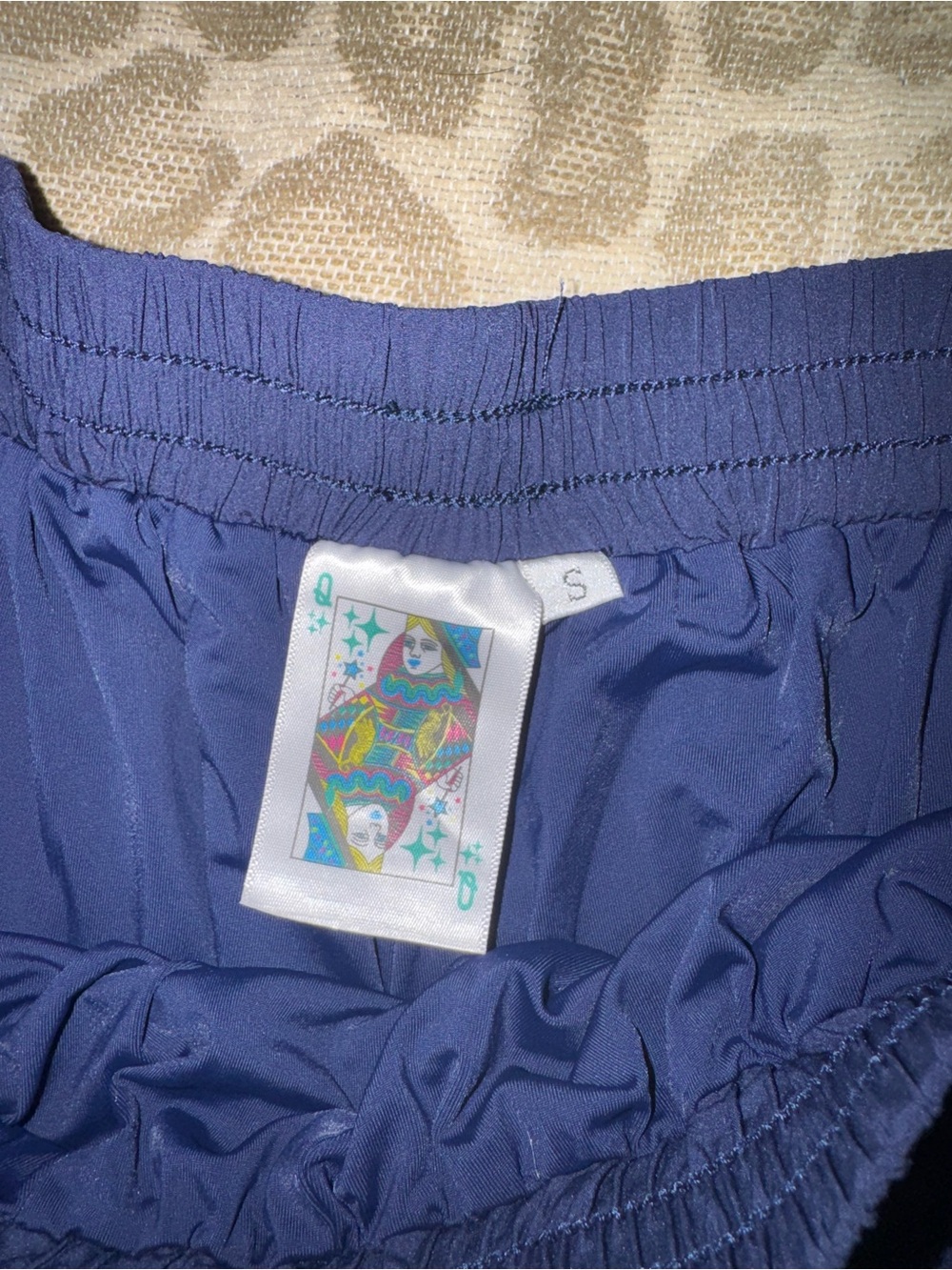 QUEEN OF SPARKLES Navy Athletic Shorts with Iridescent Sequin Side Stripe NWOT - Picture 5 of 5